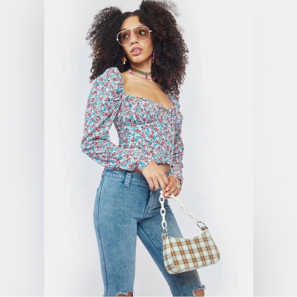 AFRM Floral Puff Sleeve Top